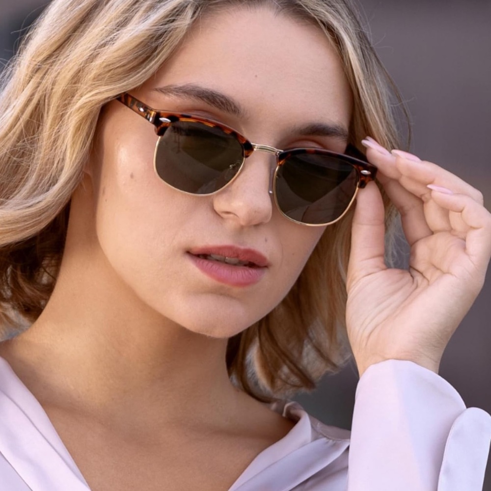 Livho Tortoise Shell Retro Clubmaster Polarized Sunglasses